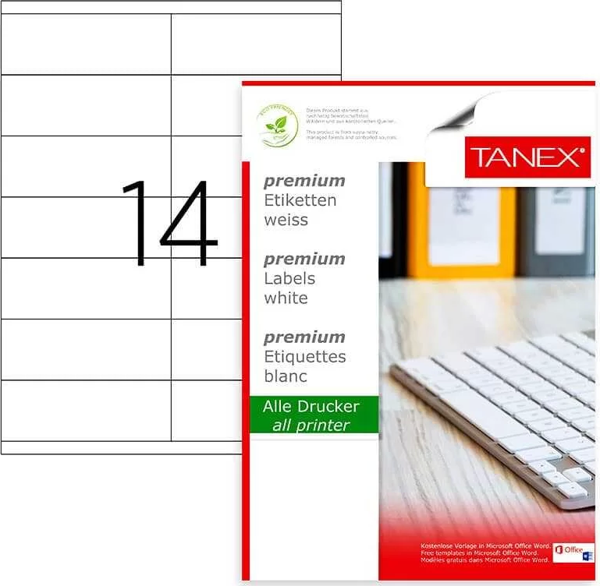 Tanex Laser Etiket Kod 2514 105mm x 38mm - Image 1