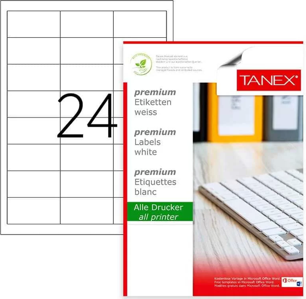 Tanex Laser Etiket Kod 2533 64,6mm x 33,8mm - Image 1