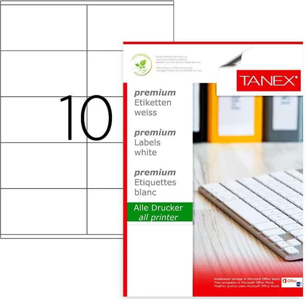 Tanex Laser Etiket Kod 2610 105mm x 57mm - Image 1