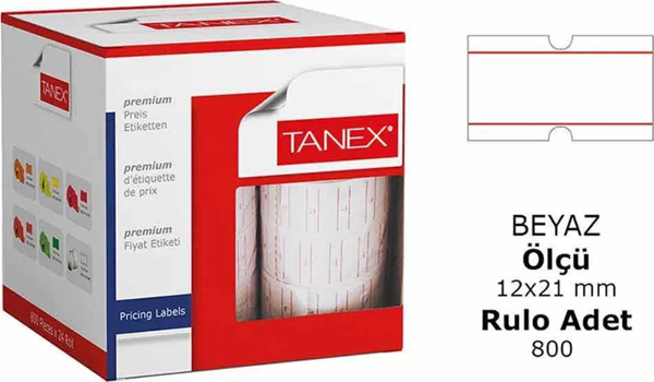 Tanex Motex Çizgili Beyaz Etiket 800 Adet - Image 1