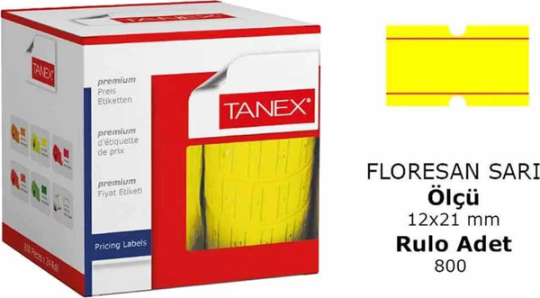 Tanex Motex Çizgili Flo Sarı Etiket 800 Adet - Image 1