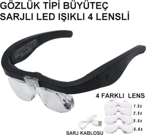 Smyrna Şarjlı Gözlük Büyüteç 4 Farklı Lens 11537Dc - Image 1
