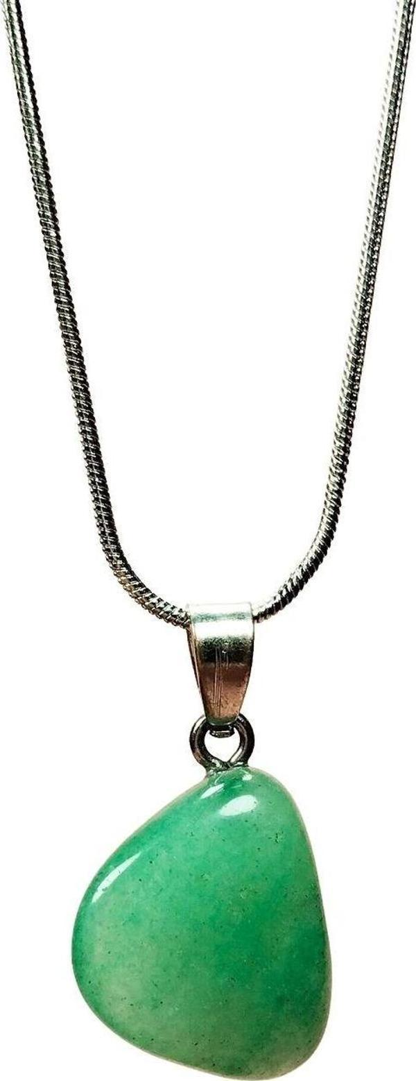 Smyrna Yeşim Taşı Doğal Taşı Zincirli El Yapımı Kolye Uç: 2 Cm Zincir: 20 Cm Kutulu - Image 1