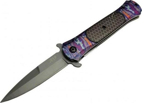 Jeep Çakı Mor 22 cm Yarı Otomatik , Kemerlikli - Image 1