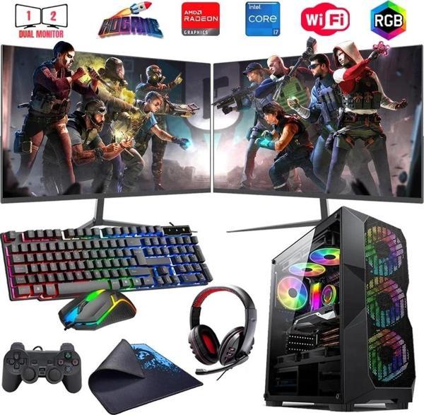 i7 14700F 16GB DDR4 480SSD 8GB RX580 Çift 24" Mon. Oyun Bilgisayarı (Gaming SET) - Image 1