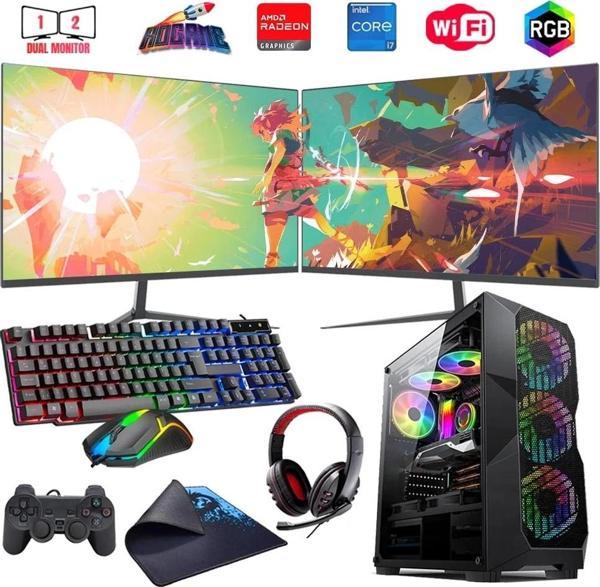 i7 14700F 32GB DDR4 1TB M2 8GB RX580 Çift 24" Mon. Oyun Bilgisayarı (Gaming SET) - Image 1