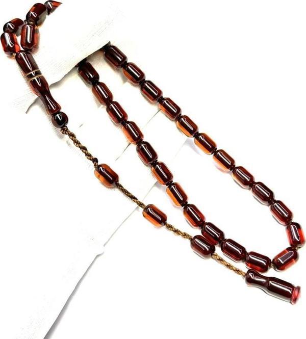 Çubuk Malzeme Usta İşi Sistemli Kapsül Model 7-11mm Sıkma Ateş Kehribar Tesbih - Image 1