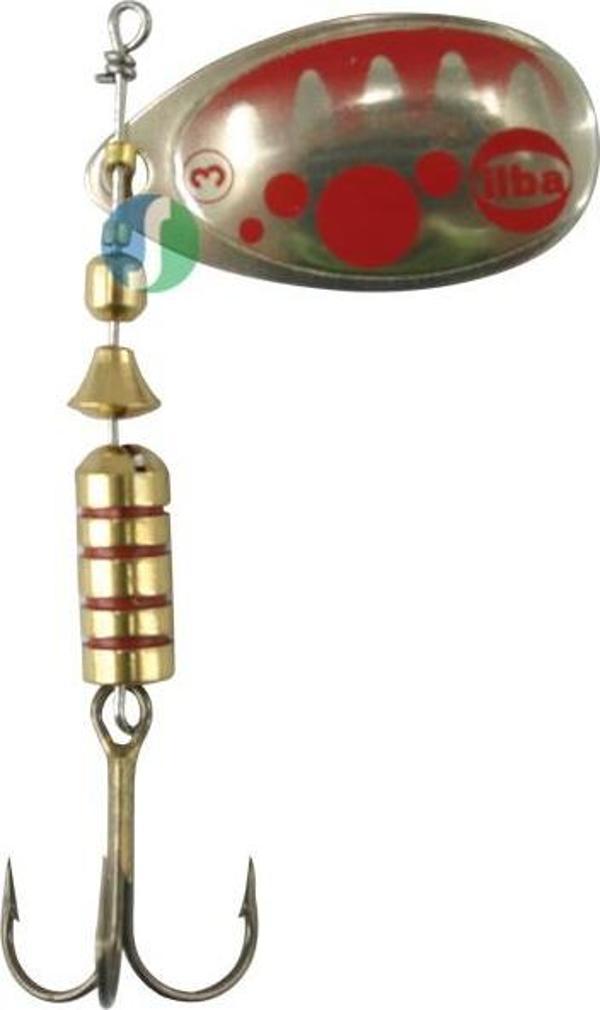 Alabalık Turna Döner Olta Kaşık - Ilba Bubble B20113 - Gümüş/Kırmızı - No:3 - Image 1