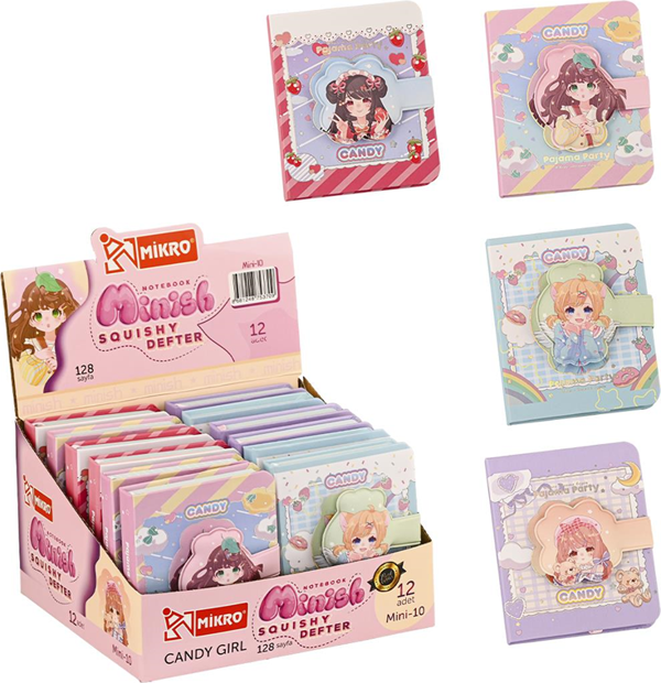 Mikro Not Defteri Minish Candy Girl Squishy Mini 128 Yaprak Mini-10 (Karışık Renk 1 Adet) - Image 1