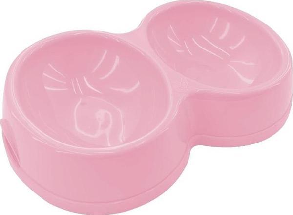8566 Çiftli Kedi/Köpek Mama Kabı Pembe - Image 1