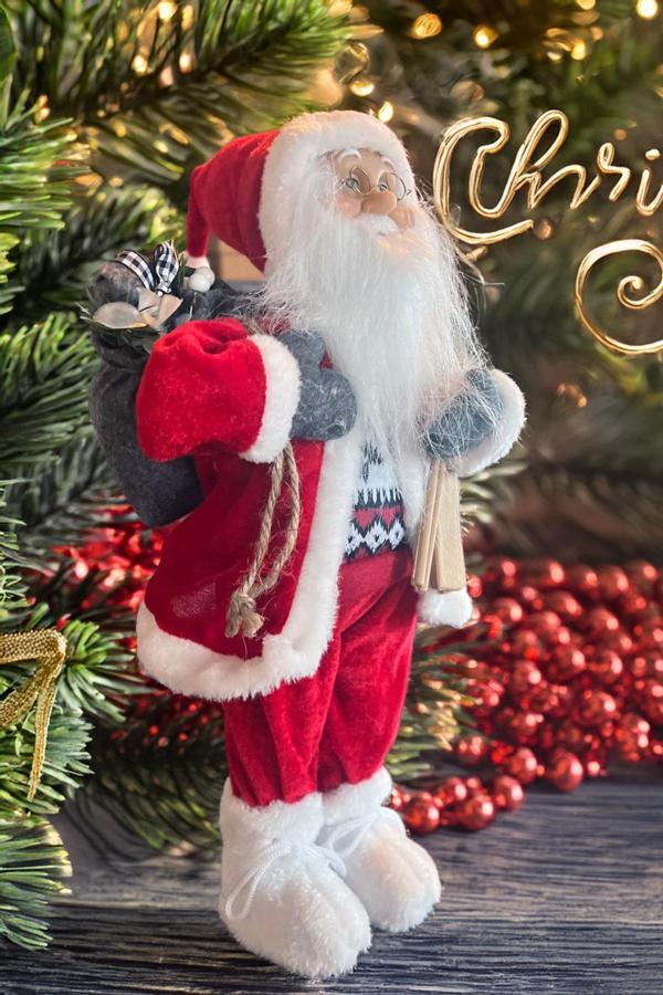 Yılbaşı Süsü Noel Baba Biblo Figür Büyük Boy 45cm -Kayakları, Hediye Çuvalı ve Aksesuarları ile - Image 1