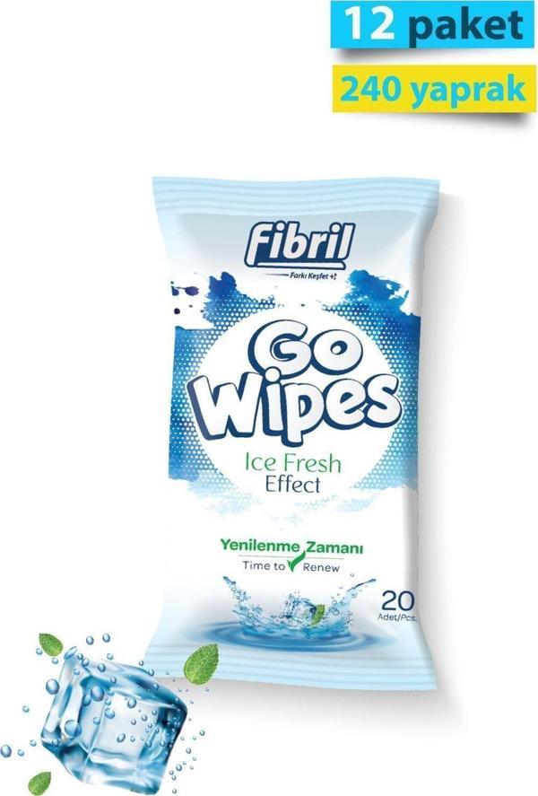 Fibril Go Wipes Ice Fresh Islak Mendil X 12 Paket 240 Yaprak - Image 1