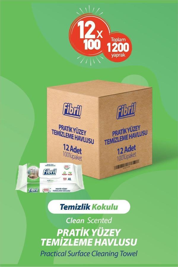 Fibril Pratik Yüzey Temizlik Havlusu Temizlik Çam Kokulu 12 X 100 (Toplam 1200 Yaprak) - Image 1