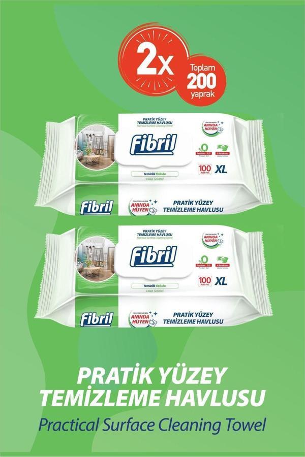 Fibril Pratik Yüzey Temizlik Havlusu Temizlik Çam Kokulu 2 X 100 (Toplam 200 Yaprak) - Image 1