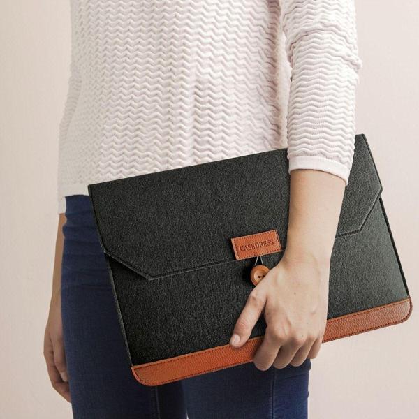 Fibril Casedress Siyah Düğmeli Keçe Laptop Ve Evrak Çantası 15.6 Inç - Image 1