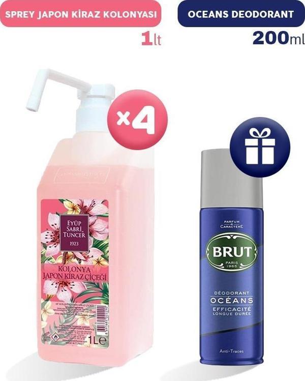 Eyüp Sabri Tuncer Sprey Japon Kiraz Kolonyası 1 lt x 4, Erkek Deodorant Hediyeli - Image 1