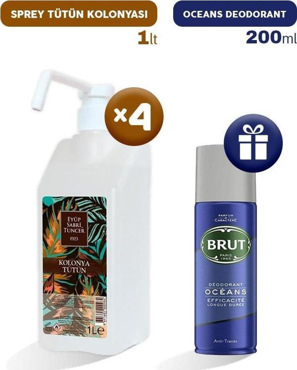Eyüp Sabri Tuncer Sprey Tütün Kolonyası 1 lt x 4, Erkek Deodorant Hediyeli - Image 1