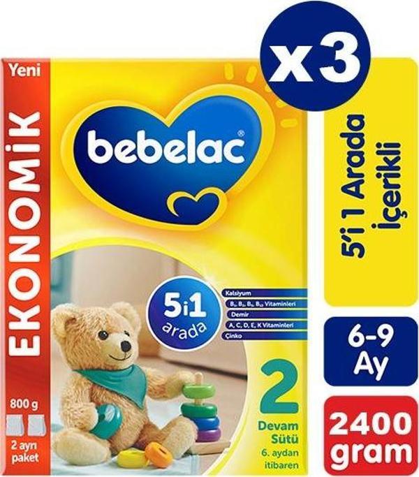 Bebelac 2 Devam Sütü 800 gr x 3 Adet - Image 1