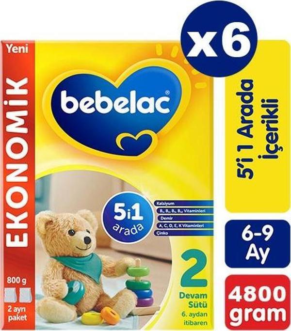 Bebelac 2 Devam Sütü 800 gr x 6 Adet - Image 1