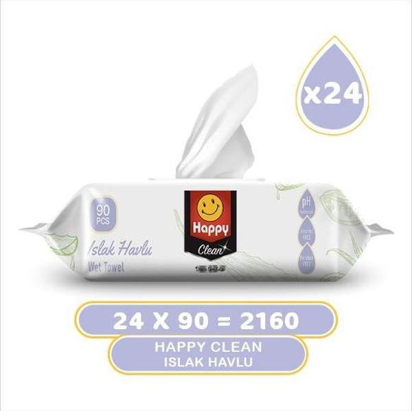 Happy Clean Islak Havlu 90 lı x 24 Adet (2160 Yaprak) - Image 1