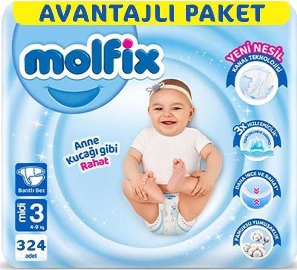 Molfix Bebek Bezi Ultra Fırsat Paketi Midi 3 No 108 x 3 Adet - Image 1