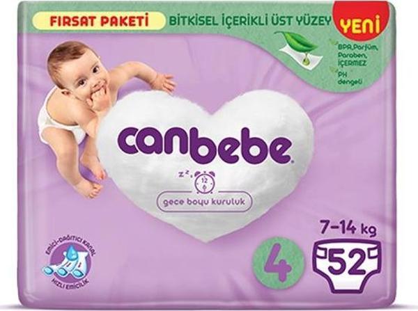 Canbebe Bebek Bezi Fırsat Paketi 4 Beden Maxi (7-14 Kg) 52 Adet - Image 1