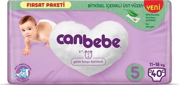 Canbebe Bebek Bezi Fırsat Paketi 5 Beden Junior (11-18 Kg) 40 Adet - Image 1