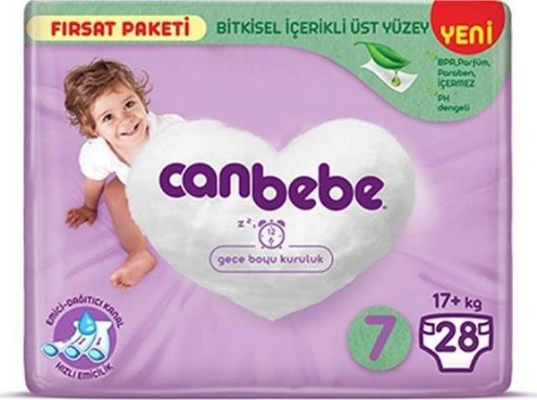 Canbebe Bebek Bezi Fırsat Paketi 7 Beden XXL (17+ Kg) 28 Adet - Image 1