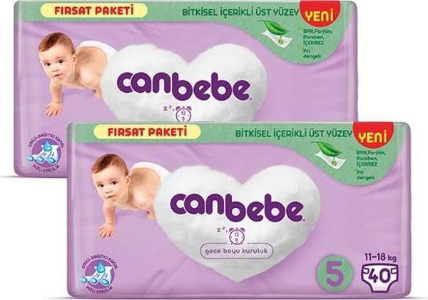 Canbebe Bebek Bezi Fırsat Paketi 5 Beden Junior 40 lı x 2 Adet - Image 1