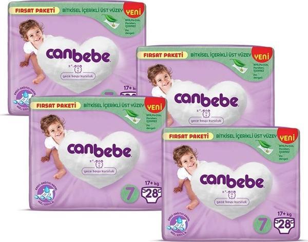 Canbebe Bebek Bezi Fırsat Paketi 7 Beden XXL (17+ Kg) 28 li x 4 Adet - Image 1