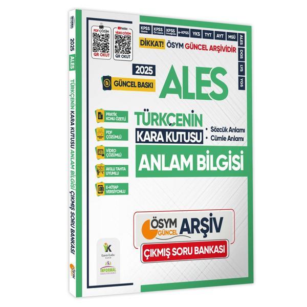 2025 ALES Türkçenin Kara Kutusu ANLAM BİLGİSİ (Sözcük-Cümle) Çıkmış Soru Bankası K. Özetli Çözümlü - Karakutu Yayınları - Image 1
