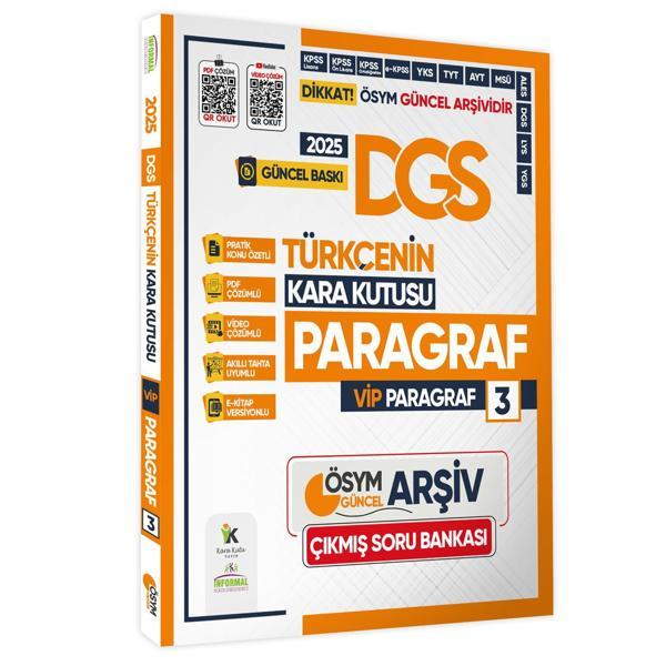 2025 DGS Türkçenin Kara Kutusu PARAGRAF 3 VİP ÖSYM Çıkmış Soru Havuzu Bankası Video/PDF Çözümlü - Karakutu Yayınları - Image 1