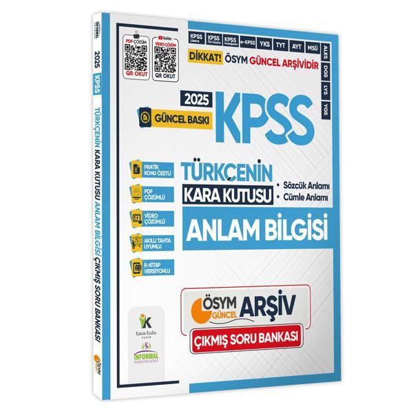 2025 KPSS Türkçenin Kara Kutusu ANLAM BİLGİSİ (Sözcük-Cümle) Çıkmış Soru Bankası Video/ PDF Çözümlü - Karakutu Yayınları - Image 1