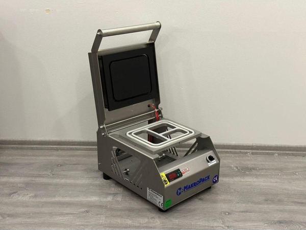 Makropack Manuel Kase Yapıştırma Makinesı Paslanmaz 3 Bölmeli Tabak Yemek Kapatma Makinesi - Image 1