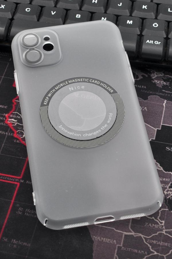 iPhone 11 Uyumlu Beyaz Renkli Yarı Şeffaf İnce Sert Kapak Kılıf Kamera Lens Korumalı - Image 1