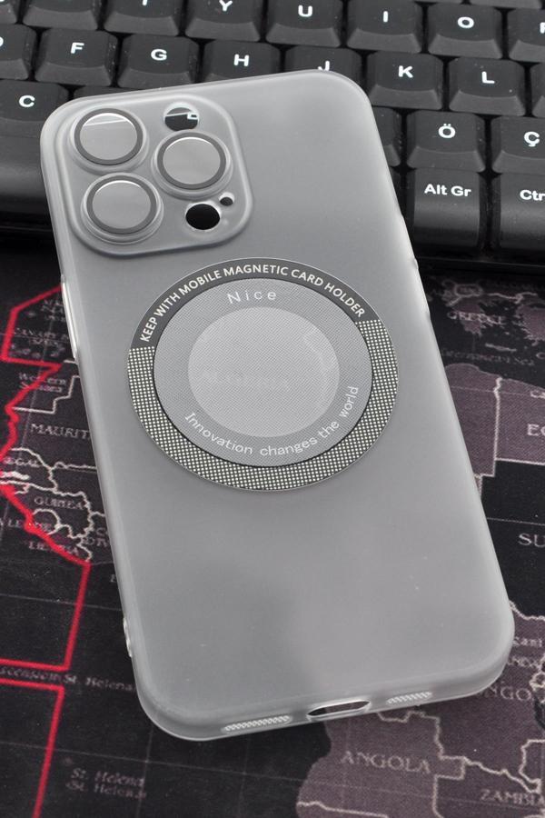 iPhone 14 Pro Max Uyumlu Beyaz Renkli Yarı Şeffaf İnce Sert Kapak Kılıf Kamera Lens Korumalı - Image 1