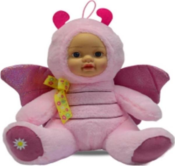 Bebek Yüzlü Sevimli Kelebek Peluş Oyuncak 35 cm Pembe - Image 1