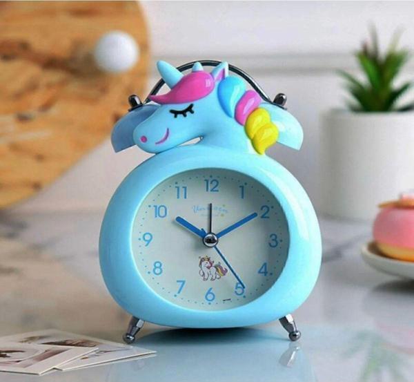 Ötünç Unicorn Işıklı Alarmlı Masa Saati Çift Çanlı Akar Saniyeli Dekoratif Çalar Saat - Image 1