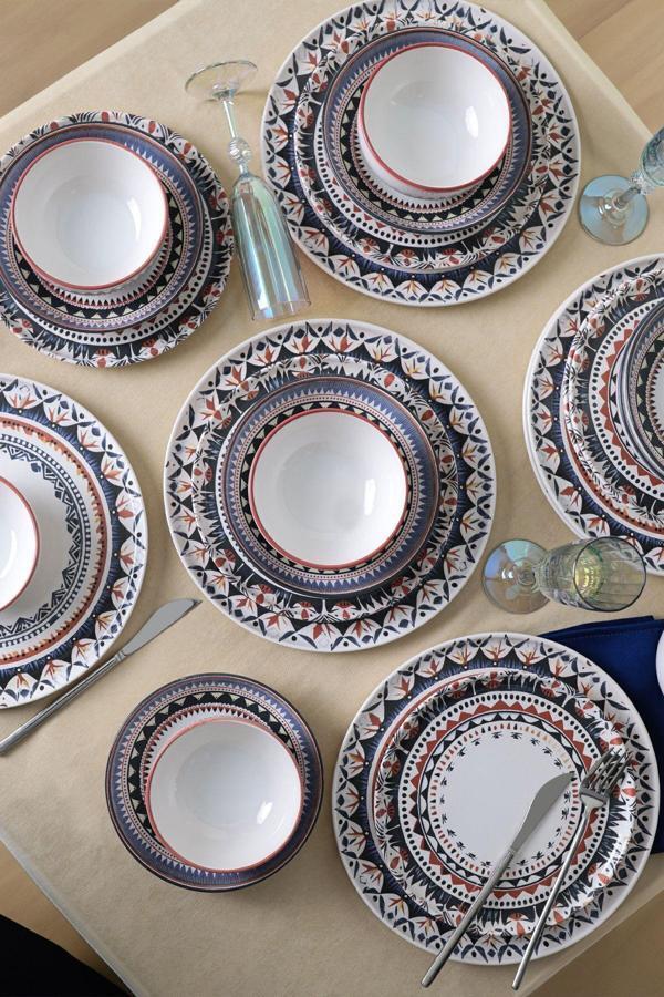 Keraart Ethnic Yemek Takımı 24 Parça 6 Kişilik 21616-17-28-24 - Image 1