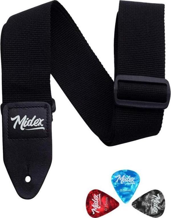 Midex ASM-26BK Gitar Omuz Askısı Siyah Renk 89-155cm (Pena Hediye) - Image 1