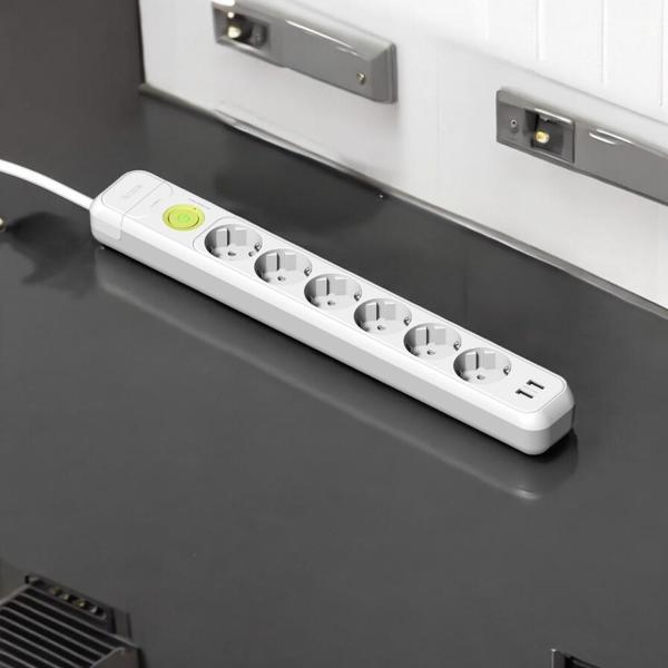 6'lı Grup Priz Anahtarlı Çocuk Korumalı 2 Adet Usb'li 1.5 Metre Grup Priz - Image 1