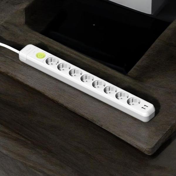 8'li Grup Priz 2 Adet Usb' Li Anahtarlı Topraklı Çocuk Korumalı 1.5 Metre Topraklı Grup Priz - Image 1