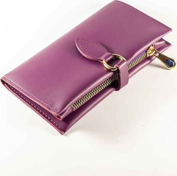 Lovey ModelÇıtçıtlı & Fermuarlı Kadın Cüzdanı MOR - Image 1