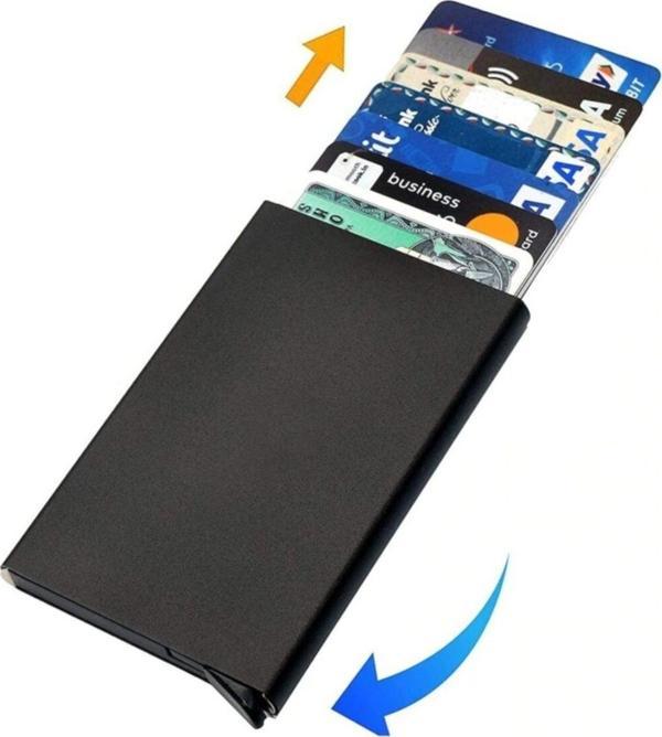 Machine Model Otomatik Mekanizmalı Kredi Kartlık Alüminyum RFID Koruma Sistemli Mat Siyah - Image 1