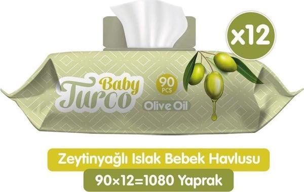 Baby Turco Zeytinyağlı Islak Bebek Havlusu 12x90 Adet - Image 1