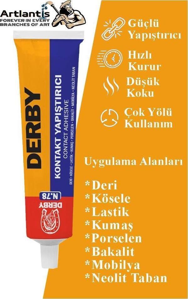 Derby Yapıştırıcı 40 gr Tüp 1 Adet Kontakt Sıvı Yapıştırıcı Deri Kösele Lastik Kumaş Porselen Mobilya Yapıştırıcı - Image 1