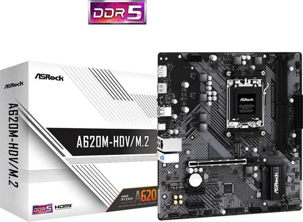 ASRock A620M-HDV/M.2 6400mhz(OC) M.2 AM5 mATX DDR5 Anakart - Image 1