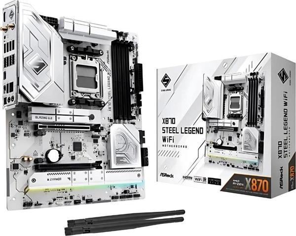ASRock X870 Steel Legend WiFi 7 DDR5 8000mhz (OC) RGB M.2 AM5 ATX Anakart - Image 1