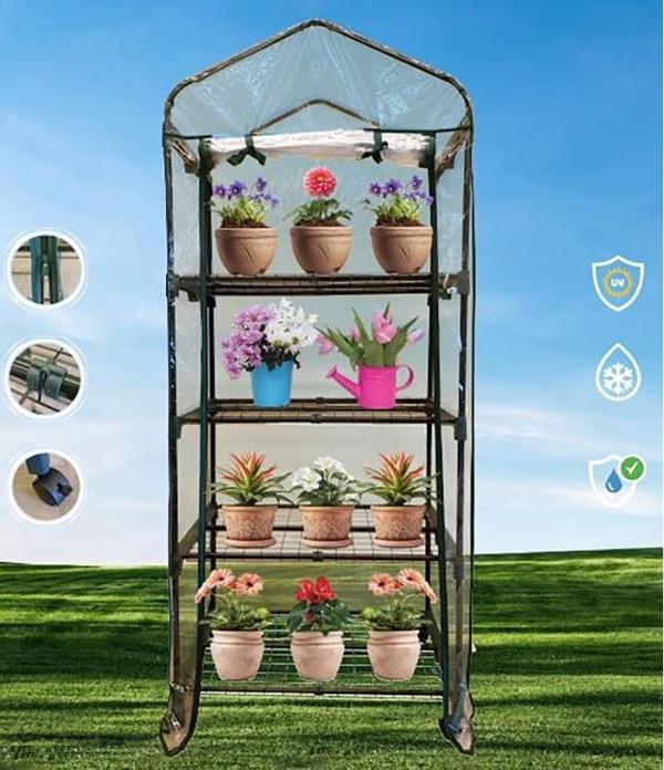 Gardener 16040 4 Katlı Tekerlekli Portatif Şeffaf Bahçe Serası - 69 cm x 49 cm x 158 cm - Image 1