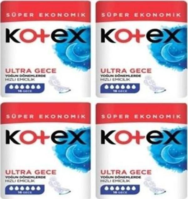 Kotex Ultra Quadro Süper Eko Gece 16 lı x 4 Adet - Image 1